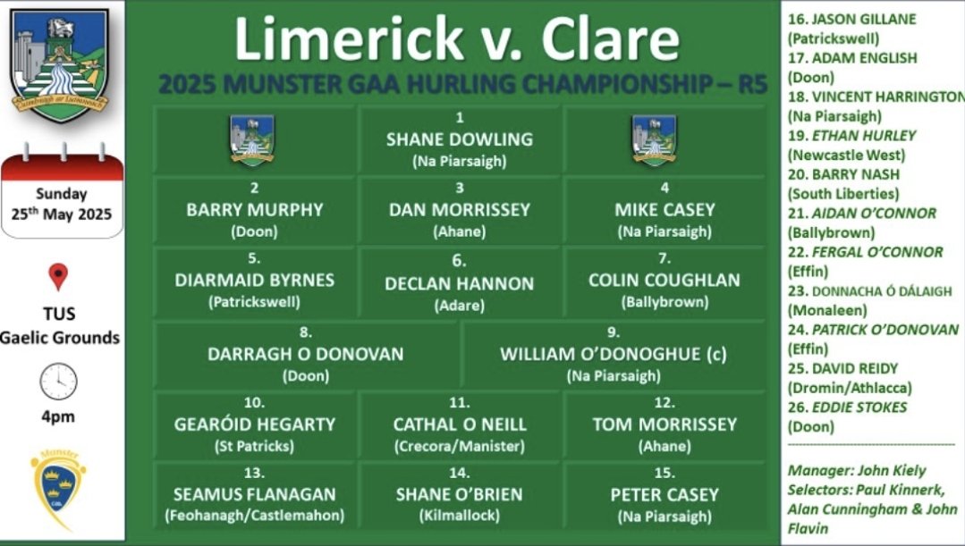 Club Limerick Dublin (@clublmkdub) on Twitter photo We are really looking forward to Sundays clash with the Banner in the Gaelic Grounds...Thrilled to have so many familiar faces back for some valuable game time...Best of luck <a href="/JohnKielyGalb/">John Kiely</a> and the team...It promises to be a cracker of a match 💪 <a href="/LimerickCLG/">Limerick GAA</a> #luimneachabu 🇳🇬 We are really looking forward to Sundays clash with the Banner in the Gaelic Grounds...Thrilled to have so many familiar faces back for some valuable game time...Best of luck <a href="/JohnKielyGalb/">John Kiely</a> and the team...It promises to be a cracker of a match 💪 <a href="/LimerickCLG/">Limerick GAA</a> #luimneachabu 🇳🇬
