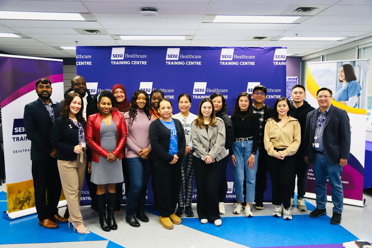 SEIUHealthCan's tweet image. Our SEIU Healthcare Training Centre continues to take powerful steps forward to reimagining healthcare in Ontario.
On Thursday, we welcomed over 50 internationally educated nurses for another hybrid orientation session as part of our unique IEN Career Pathway Program.
We’re…