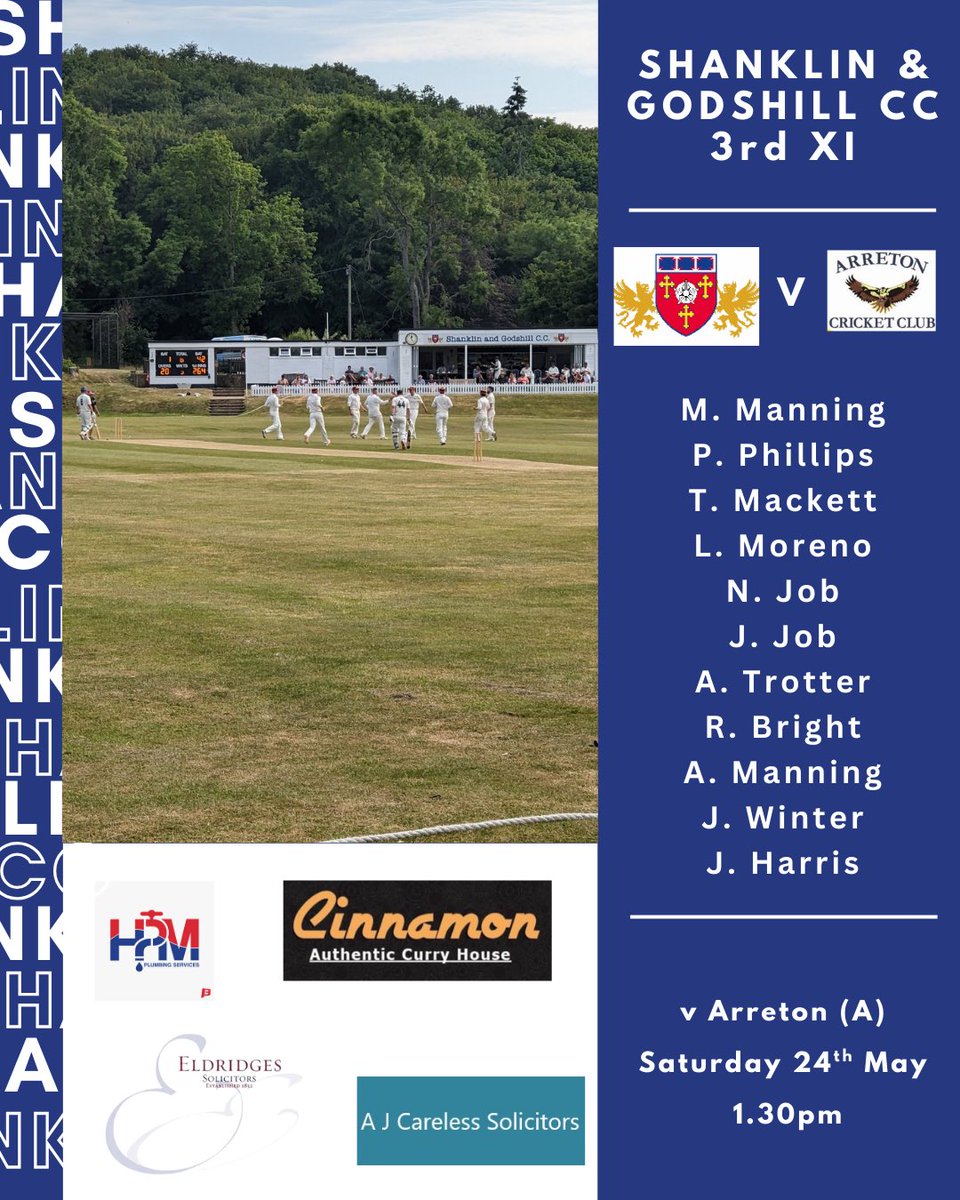 Shanklin & Godshill Cricket Club (@shankgodshillcc) on Twitter photo Teams for this weekend!
1st XI travel to @purbrookcc, 2nd XI face <a href="/ventnorcricket/">Ventnor Cricket Club</a> III and 3rd XI a play Arreton at Brading. Go well! Teams for this weekend!
1st XI travel to @purbrookcc, 2nd XI face <a href="/ventnorcricket/">Ventnor Cricket Club</a> III and 3rd XI a play Arreton at Brading. Go well!