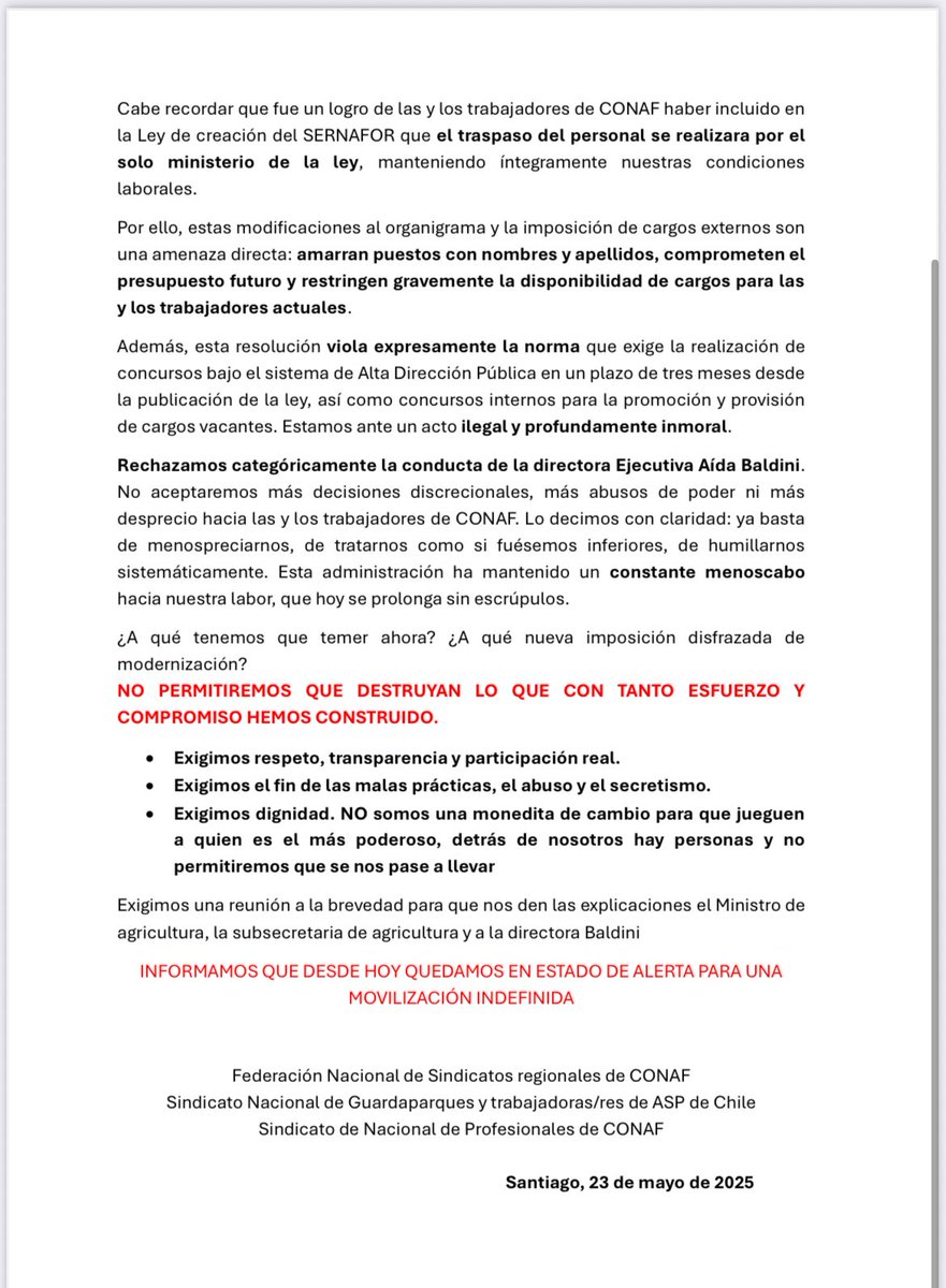 Sindicato de profesionales Conaf tweet media
