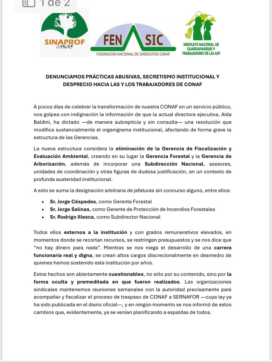 Sindicato de profesionales Conaf tweet media