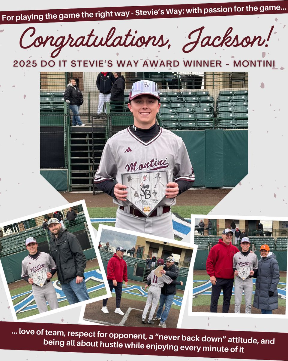 Montini Catholic Baseball (@montinibaseball) on Twitter photo "Playing... with passion for the game, love of team, respect for opponent, a 'never back down' attitude, and being all about hustle while enjoying every minute of it"
There's no better embodiment of these ideals than Jackson, our 2025 Stevie's Way Award winner!
<a href="/DISW219/">DoItStevie'sWay219</a> | #DISW "Playing... with passion for the game, love of team, respect for opponent, a 'never back down' attitude, and being all about hustle while enjoying every minute of it"
There's no better embodiment of these ideals than Jackson, our 2025 Stevie's Way Award winner!
<a href="/DISW219/">DoItStevie'sWay219</a> | #DISW