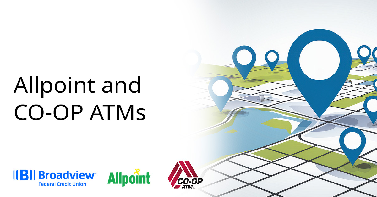 Did you know that you can access cash at surcharge-free CO-OP and Allpoint ATMs throughout the country with your Broadview card?

Find a location: broadviewfcu.com/branches-and-l…

Federally insured by NCUA