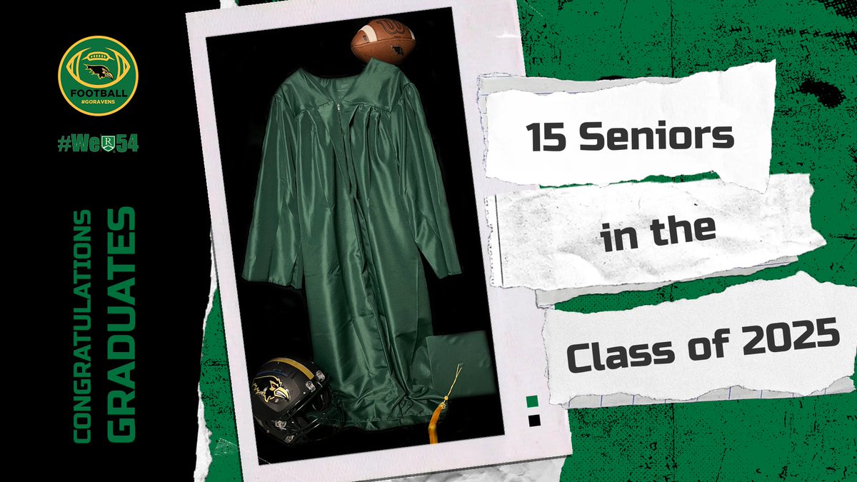 The last uniform. Not pads this time, but caps and gowns. To the Class of 2025...congrats! To OUR football seniors...THANK YOU! You all led with heart, grit, and pride. #RavenscroftFootballFamily #WeR54