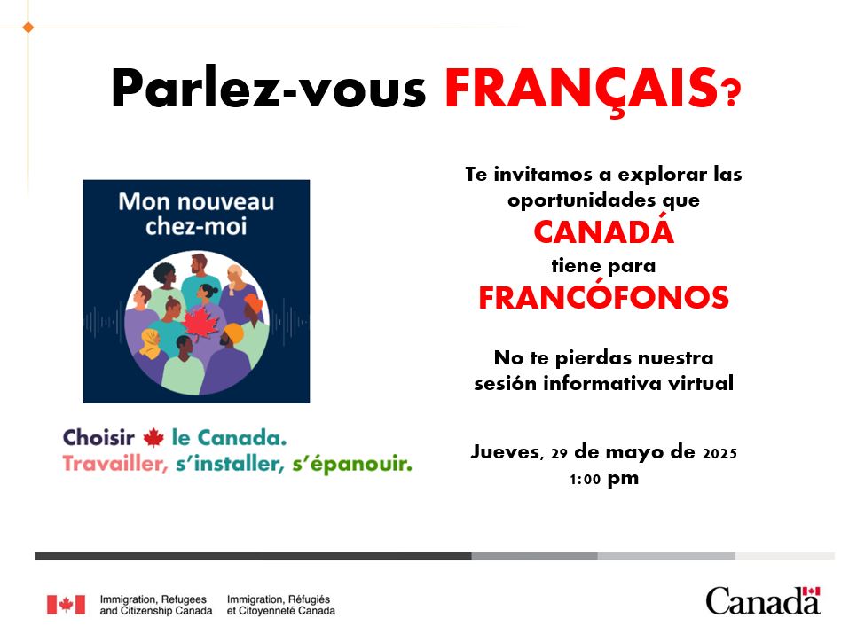 ¿Hablas francés? 

Si tienes las habilidades, 🇨🇦 tiene las oportunidades.

Regístrate aquí: ow.ly/8Rxf50VX4pJ 

📅 29 de Mayo, 13h00
🌐 Zoom

#Francophone
#FrancophoneEducation
#FrancophoneCommunity 
#ImmigrationFrancophone
#ExpressEntry #IRCC #Canada
