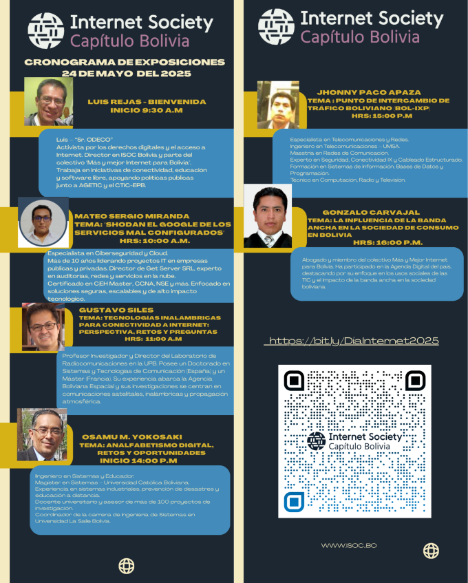 Quizá, alguna de estas charlas te interese, podrás hacer preguntas al final. Este sábado 24 de mayo. El enlace para unirse es: bit.ly/DíaInternet2025.