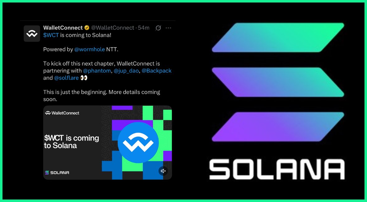 🚨 JUST IN:   @WALLETCONNECT ANNOUNCES THEY ARE EXPANDING TO SOLANA. 

EVERY RELEVANT PROTOCOL WILL INTEGRATE/EXPAND TO SOLANA.

#SOLANA ⚡️