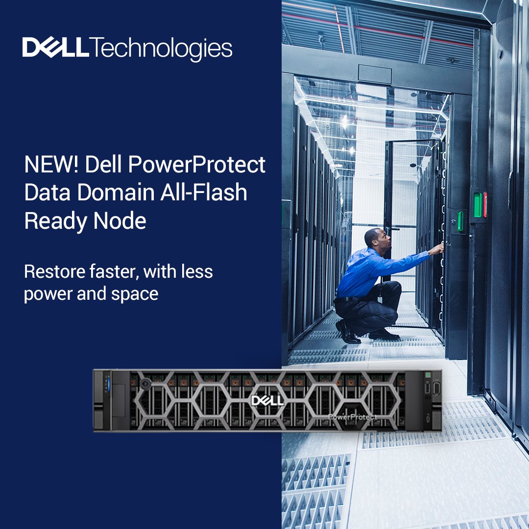 dp_rhine's tweet photo. 🚀 Faster, more secure 🔏data recovery!!! Restore data over 61% faster and enjoy a 5x smaller rack footprint with the NEW Dell PowerProtect Data Domain All-Flash Ready Node🔥🔥. Learn more: https://t.co/oDwfFlS6rX #iwork4dell https://t.co/euv2nDmxxD