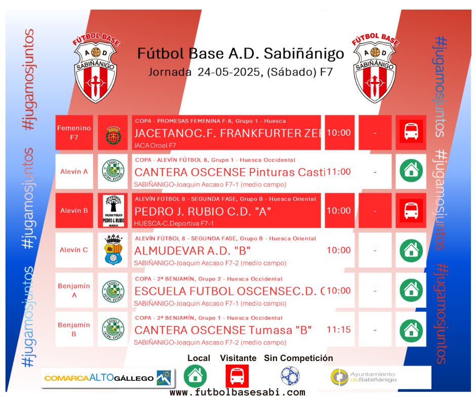 Los horarios de este fin de semana del #FBS.
¡Aúpa el Sabi!