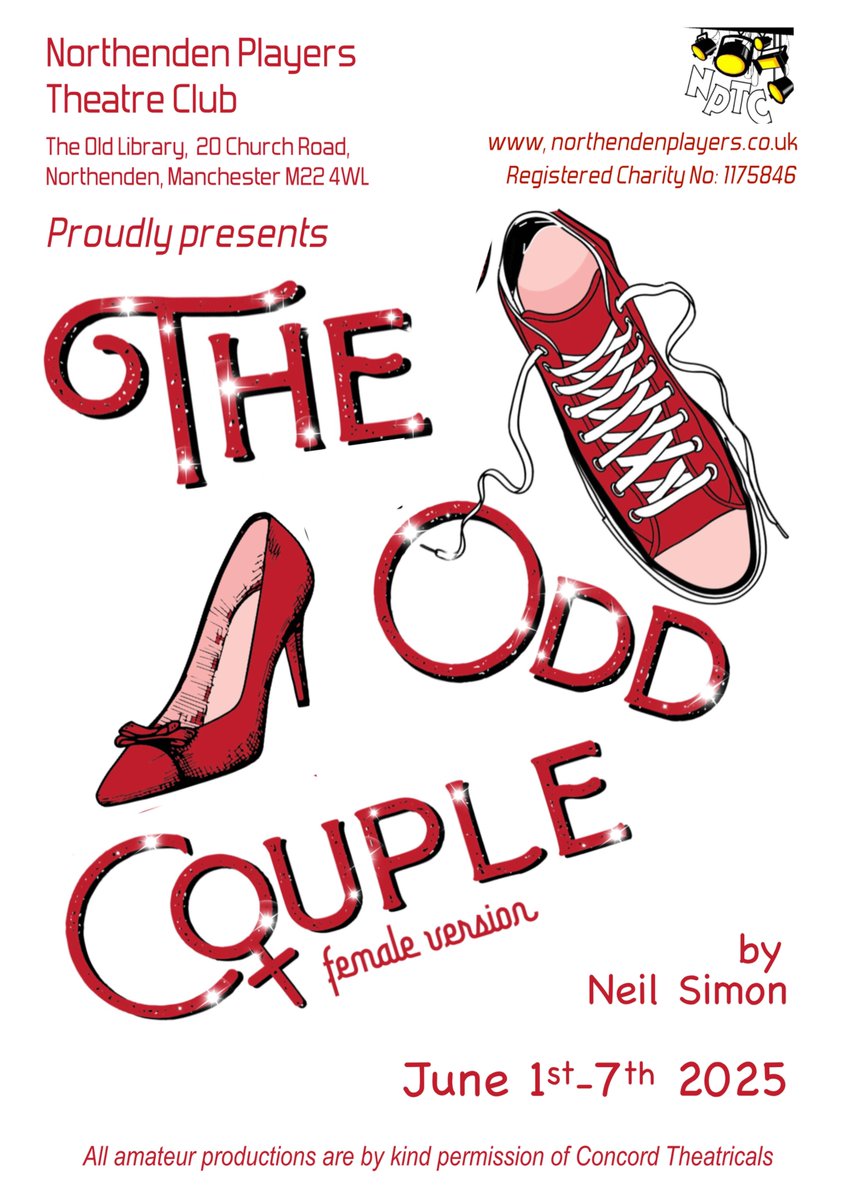 Last few tickets for this ..we open on Sunday 1st June for seven nights ...DON'T MISS IT !!!
Instead of Oscar and Felix ...meet Olive and Florence .. friends rub along together until something causes friction !!!

ticketsource.co.uk/northenden-pla…