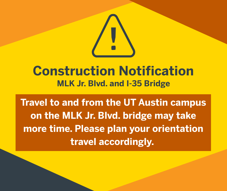 UTorientation's tweet image. Remember to plan ahead for your drive to Longhorn Orientation.
You and your fellow Longhorns will be arriving at campus during rush hour, so there will likely be more traffic than other times of day. parking.utexas.edu/orientation-pa…
Hook 'em, and see you at Longhorn Orientation! 🤘