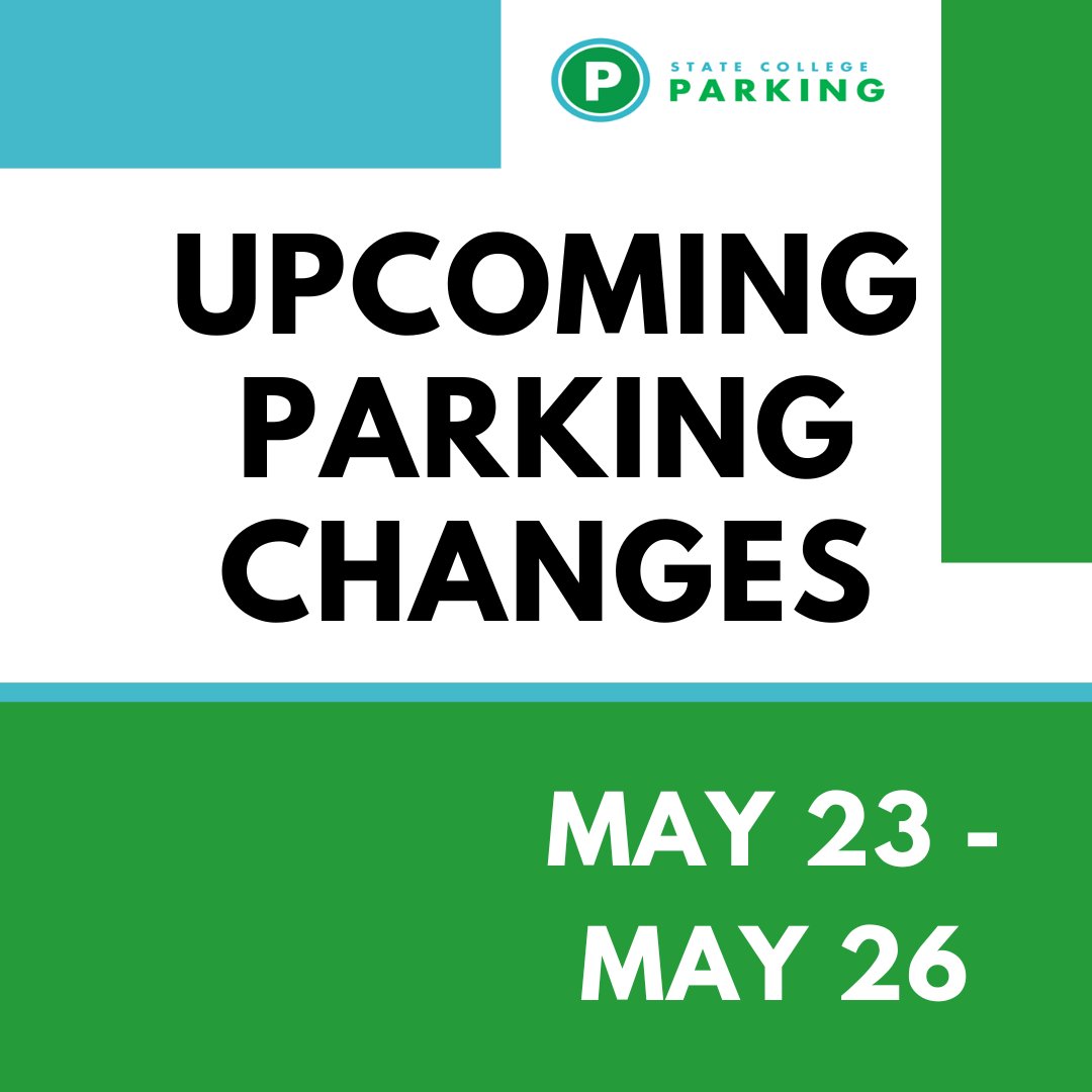 The Borough of State College Parking Department will be lifting the “No Parking 2 A.M. to 6 A.M.” All restrictions will go back into place at 6:00 A.M. on Monday, May 26th, 2025.
