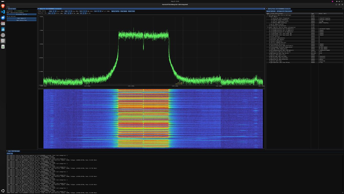 Tried "Dear ImGui" for the first time because I wanted to test if it might be a good platform to showcase the @aaronia_ag RTSA Suite C++ SDK functionality, instead of just some code snippets.

And I think... it might work out! I spent just a few hours and came up with a pretty