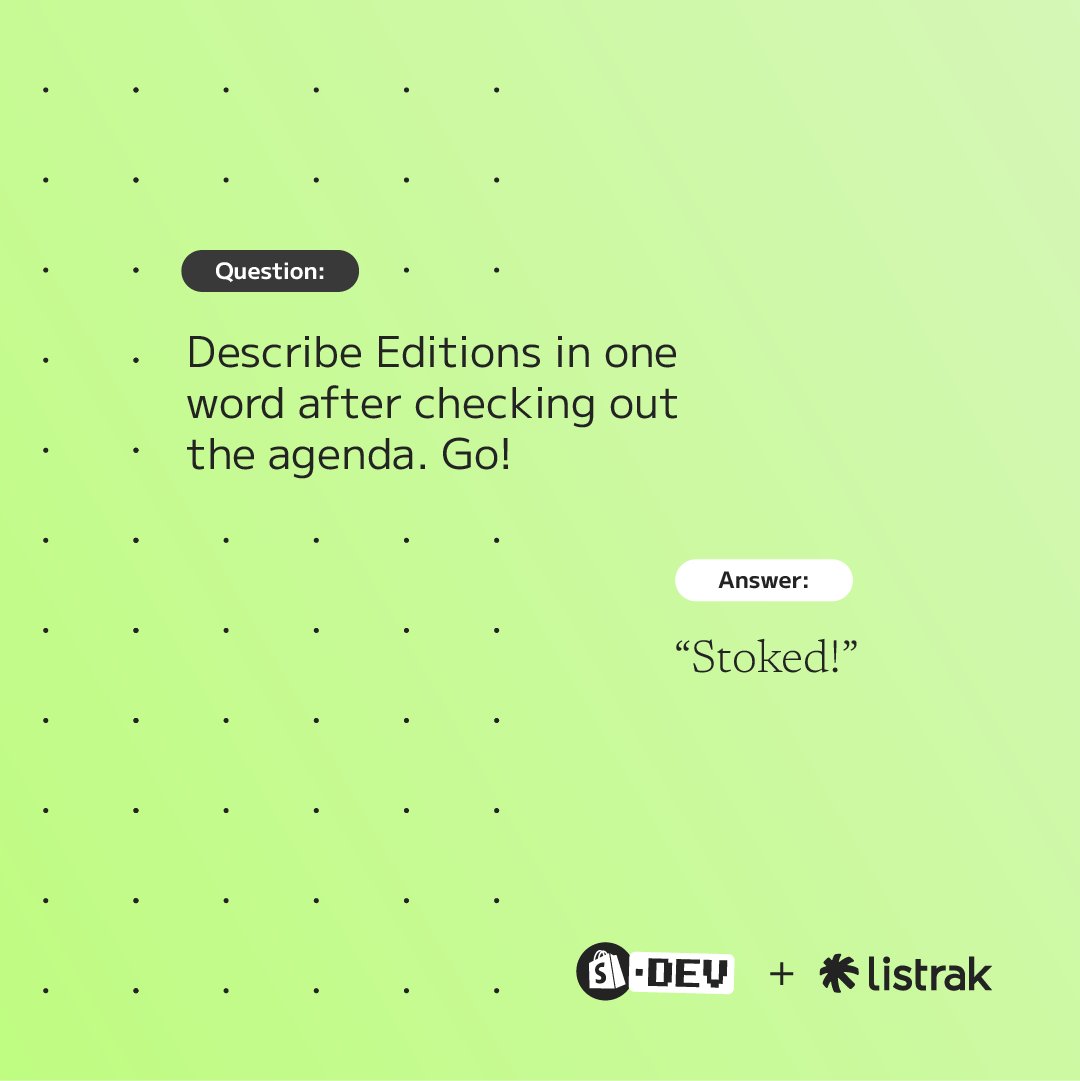 Shopify Editions.dev is next week, and the Listrak Shopify team is ready to go! Nick Simon, Sr Product Manager, shares what he's most excited about. Listrak is proud to be part of the Shopify ecosystem 🌟
#Listrak #ShopifyEditions #PartnerEcosystem #MarketingAutomation