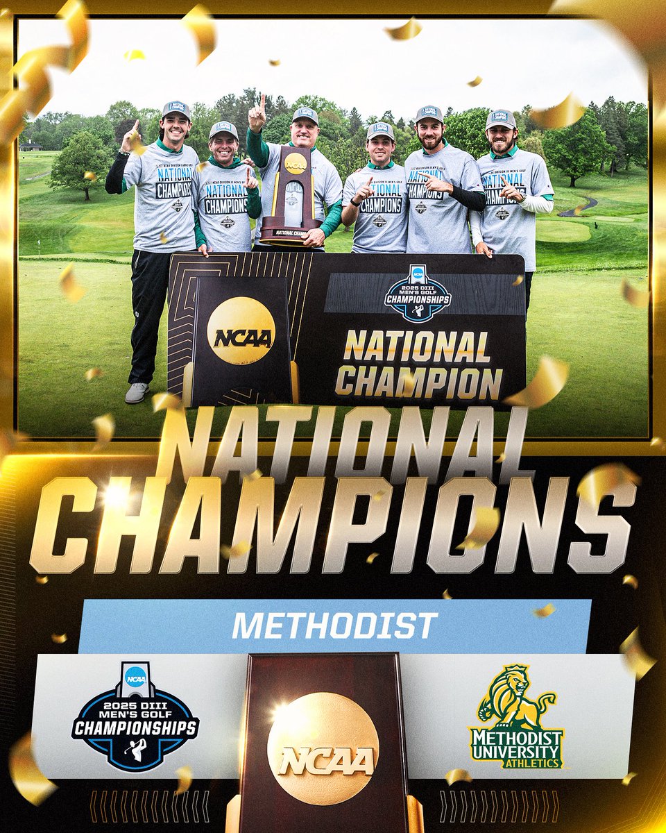 NCAA Division III (@ncaadiii) on Twitter photo BACK-TO-BACK CHAMPIONS🏆 <a href="/mumonarchs/">Methodist Monarchs</a>
Congratulations to Methodist University! For the 15th time in program history, the Methodist Men’s Golf Team takes home the hardware! 👏
📸: <a href="/rayahnatryka/">Rayahna Tryka</a>
#WhyD3 | #D3Golf BACK-TO-BACK CHAMPIONS🏆 <a href="/mumonarchs/">Methodist Monarchs</a>
Congratulations to Methodist University! For the 15th time in program history, the Methodist Men’s Golf Team takes home the hardware! 👏
📸: <a href="/rayahnatryka/">Rayahna Tryka</a>
#WhyD3 | #D3Golf
