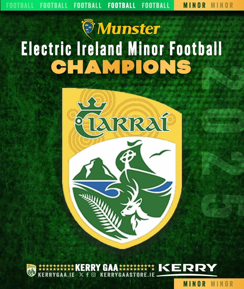 Congratulations to the Kerry Minor team and management on being crowned Munster Minor Football Champions! A special mention to our own clubman, Kevin Griffin, who was Man of the Match.  A proud day for Kevin, his family, friends, and our club. Well done Kevin.👏👏