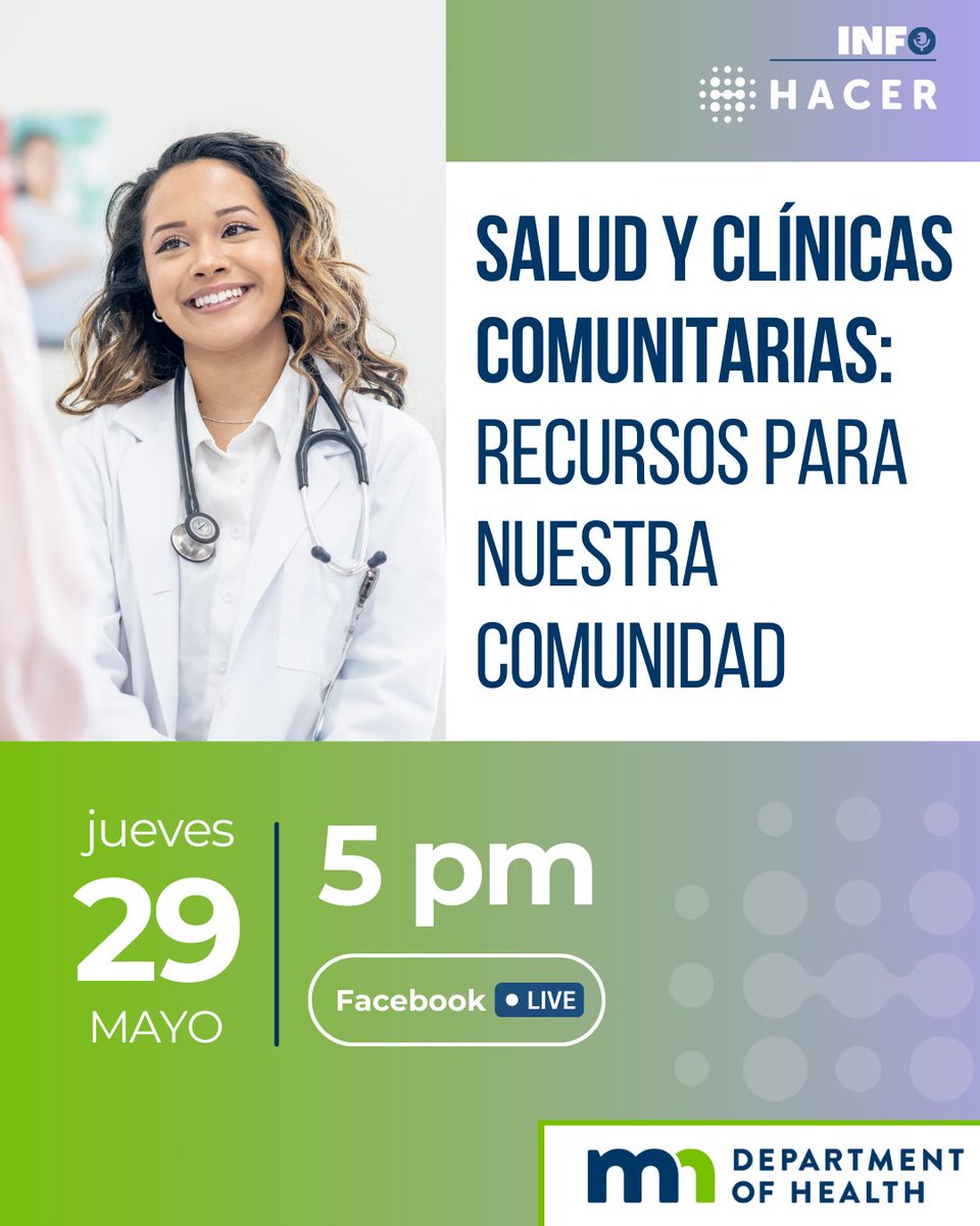 📣 infoHACER | Salud y Clínicas Comunitarias: Recursos para Nuestra Comunidad

Únete a nosotros en una conversación importante sobre recursos de salud y el papel de las clínicas comunitarias, incluyendo los esfuerzos clave realizados durante la pandemia de COVID-19.