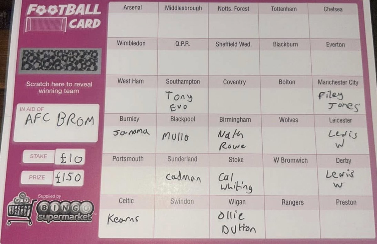Tenner a pop, £150 winner 🥇
Message for details 👍🏻