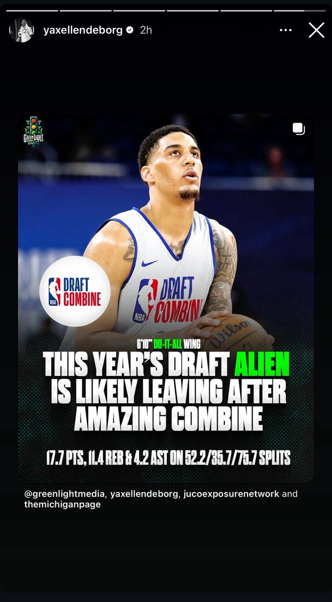 michcoverage's tweet image. Yaxel Lendeborg reposts a graphic on his instagram story, that says he is “likely leaving”