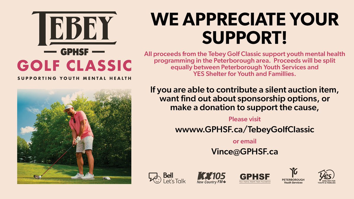 GPHSFoundation (@gphsf) on Twitter photo If you would like to make a donation to support youth mental health programming, donate a silent auction item to the event, or find out more about sponsorship options, please visit gphsf.ca/TebeyGolfClass… or email Vince@GPHSF.ca. We thank you for your support in advance. If you would like to make a donation to support youth mental health programming, donate a silent auction item to the event, or find out more about sponsorship options, please visit gphsf.ca/TebeyGolfClass… or email Vince@GPHSF.ca. We thank you for your support in advance.