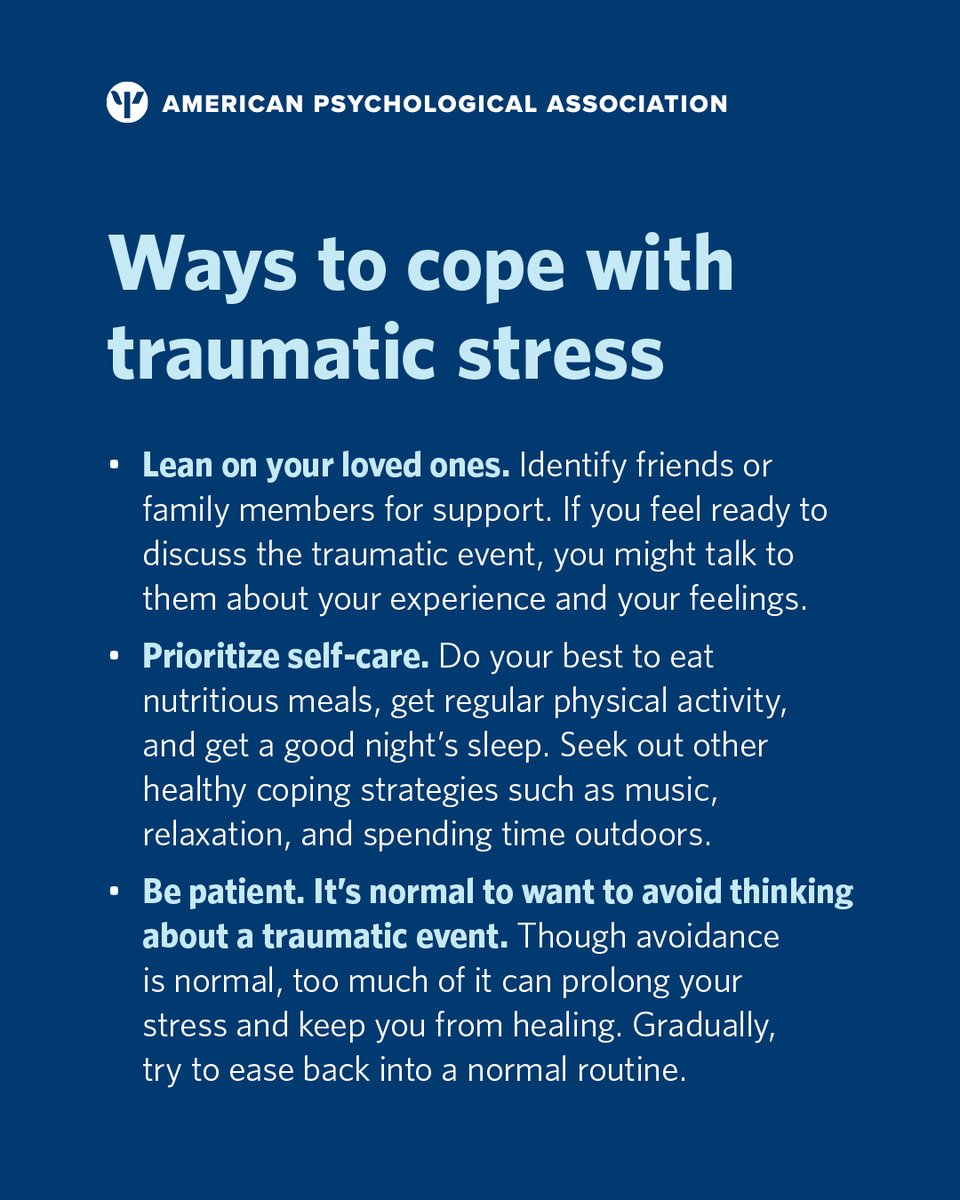 When distressing events unfold, many people experience shock, sadness, and a sense of helplessness. The good news is that there are very effective ways to cope with the stressful effects of trauma.

Learn more: at.apa.org/f20efb
