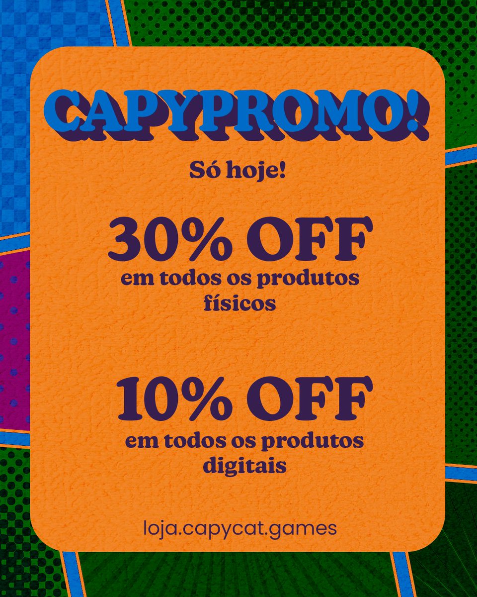 CapyCatGames's tweet image. Feliz Dia do Orgulho Nerd! 🎲
Hoje a gente celebra todas as nerdices que moldaram nossa jornada, da ficha de personagem guardada como relíquia até o 1 natural que virou lenda da mesa. 💀✨
E pra deixar o dia ainda melhor temos uma promoção especial pra vocês. Acesse:…