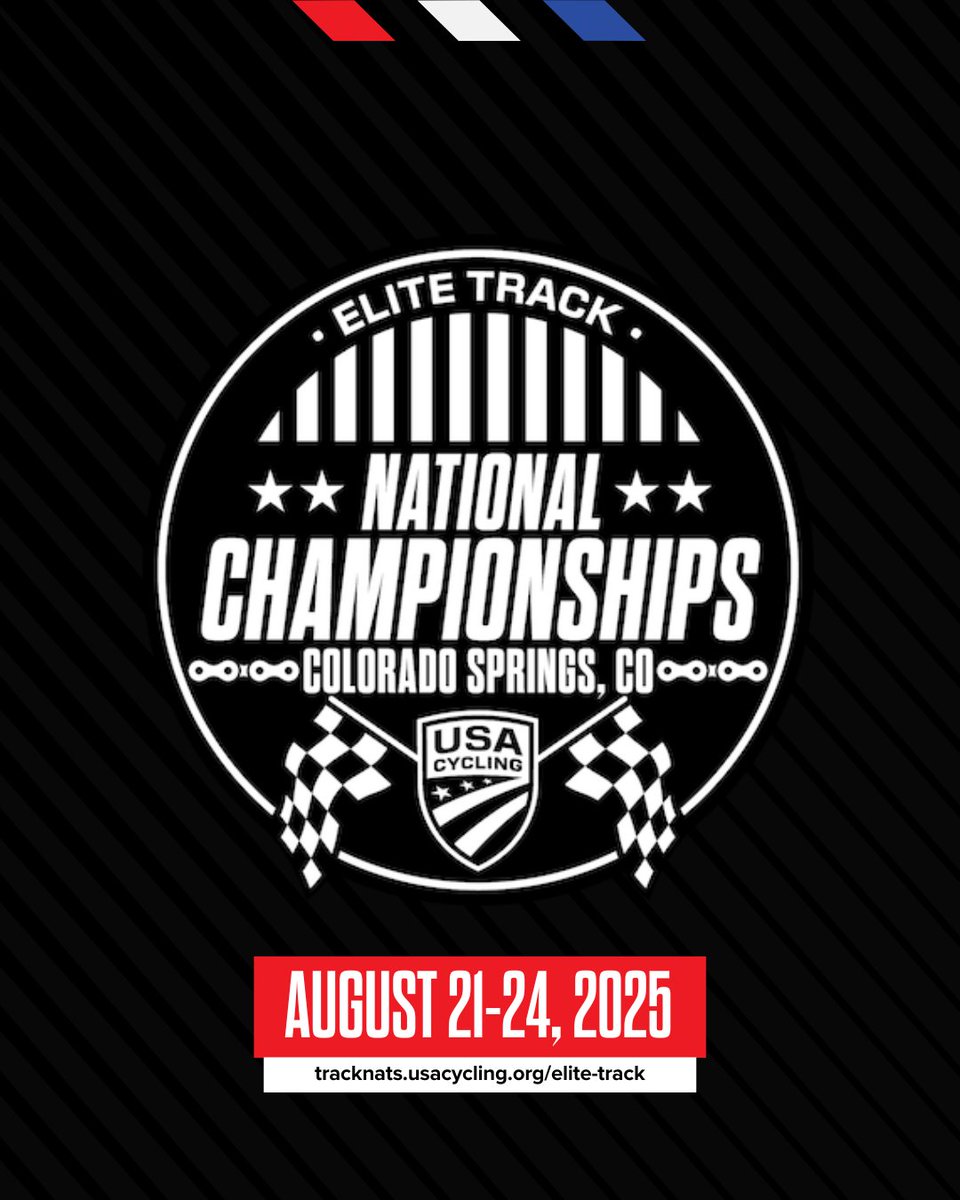 USA Cycling (@usacycling) on Twitter photo Registration for the 2025 USA Cycling Elite Track National Championships is now OPEN!🇺🇸
🗓️ August 21-24, 2025
📍Colorado Springs Velodrome | Colorado Springs, CO
Learn more and sign up today: tracknats.usacycling.org/elite-track
<a href="/TheSportsCorp/">Sports Corp</a> | #TrackNats Registration for the 2025 USA Cycling Elite Track National Championships is now OPEN!🇺🇸
🗓️ August 21-24, 2025
📍Colorado Springs Velodrome | Colorado Springs, CO
Learn more and sign up today: tracknats.usacycling.org/elite-track
<a href="/TheSportsCorp/">Sports Corp</a> | #TrackNats