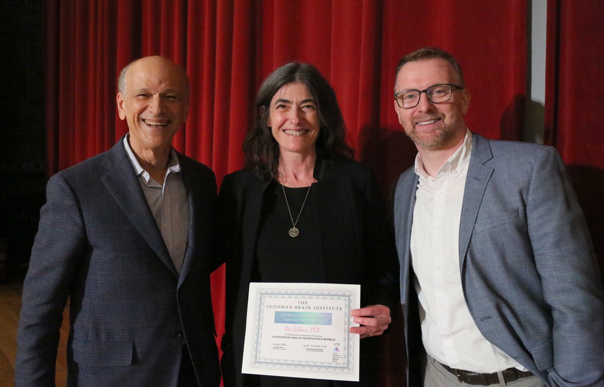 Friedman Brain Institute (@sinaibrain) on Twitter photo Dr. <a href="/EricJNestler/">Eric J. Nestler, MD, PhD</a> & <a href="/PaulKennyPhD/">Paul Kenny, PhD</a> were thrilled to present <a href="/bic_ismms/">NARC</a>' Dr. Rita Z. Goldstein w/ the Neuroscience Mentorship Distinction Award at the 17th annual Friedman Brain Institute Neuroscience Retreat! A HUGE CONGRATULATIONS Rita! So we'll deserved💯👏🎉! Dr. <a href="/EricJNestler/">Eric J. Nestler, MD, PhD</a> & <a href="/PaulKennyPhD/">Paul Kenny, PhD</a> were thrilled to present <a href="/bic_ismms/">NARC</a>' Dr. Rita Z. Goldstein w/ the Neuroscience Mentorship Distinction Award at the 17th annual Friedman Brain Institute Neuroscience Retreat! A HUGE CONGRATULATIONS Rita! So we'll deserved💯👏🎉!