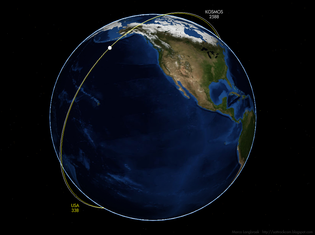 Dr Marco Langbroek (@marco_langbroek) on Twitter photo As first noted by Bart Hendrickx, the #Russian satellite #Kosmos 2588 launched earlier today, was placed in the same orbital plane as the US #spy satellite USA 338, in a sligthly higher orbit. They can come to within 100 km of each other.
<a href="/planet4589/">Jonathan McDowell</a> As first noted by Bart Hendrickx, the #Russian satellite #Kosmos 2588 launched earlier today, was placed in the same orbital plane as the US #spy satellite USA 338, in a sligthly higher orbit. They can come to within 100 km of each other.
<a href="/planet4589/">Jonathan McDowell</a>