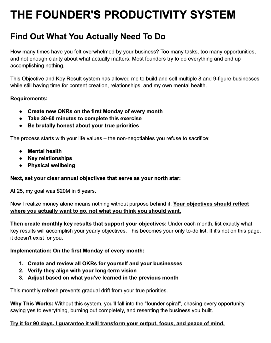 This page will transform your productivity with 1 hour/month of effort.

This is the exact system I use to manage content, personal life, and a 9 figure business.