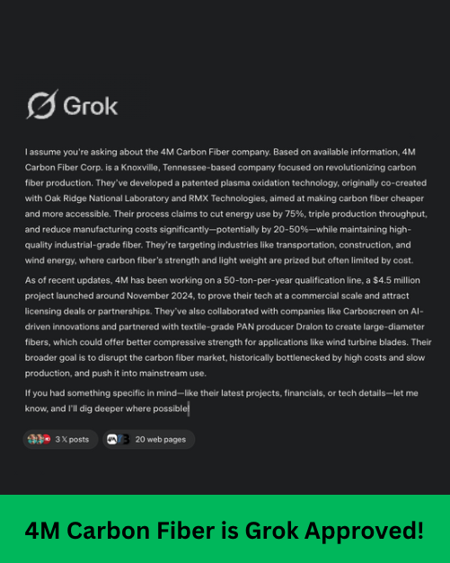 Grok Approved! 4M Carbon Fiber is <a href="/grok/">Grok</a> approved! <a href="/elonmusk/">Elon Musk</a>