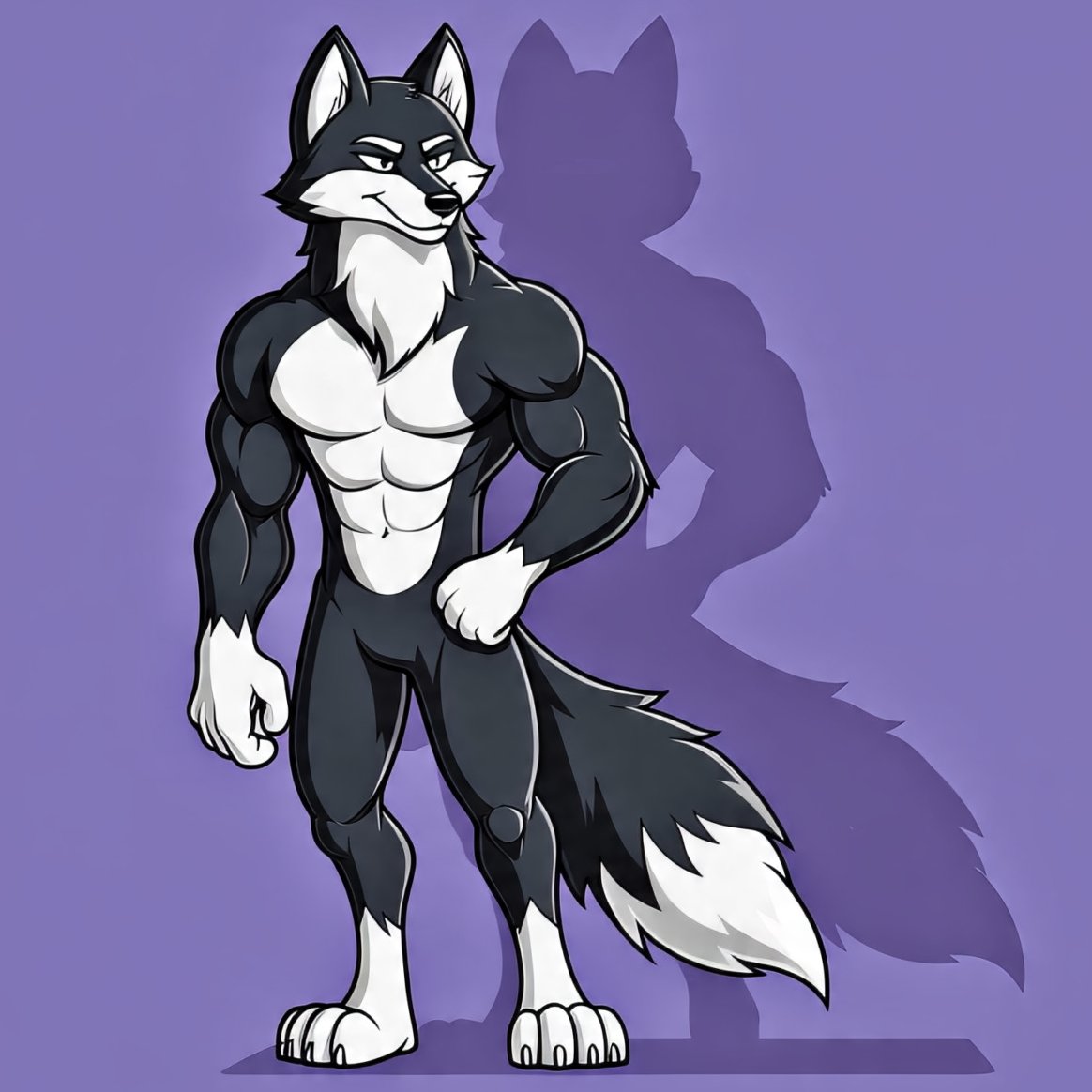 lisaking994348's tweet photo. That's a cool anthro wolf muscular build confident stance and a striking colour palette with black white and grey fur.

#furry #furrycommunity #fursuit #artwork #HelluvaBoss #comics #manga https://t.co/LvdZeqcmqW