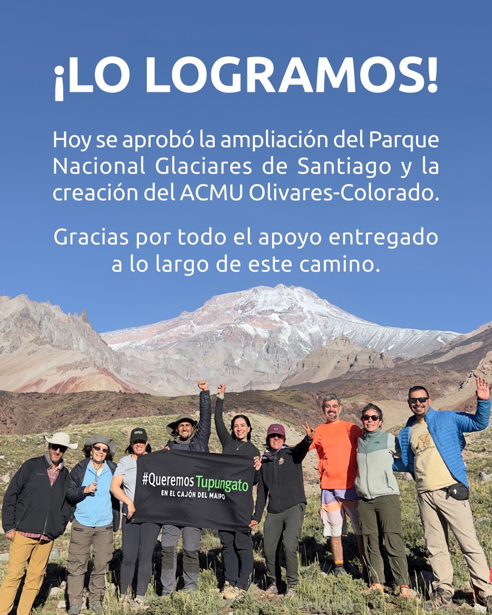 Hoy el consejo de ministros aprobó la protección de 141 mil de las hectáreas del territorio que hace más de 6 años buscamos proteger. Con esto el 22 % de la RM queda declarada como área protegida. Celebremos este hito histórico. Un triunfo para la naturaleza, para las personas,