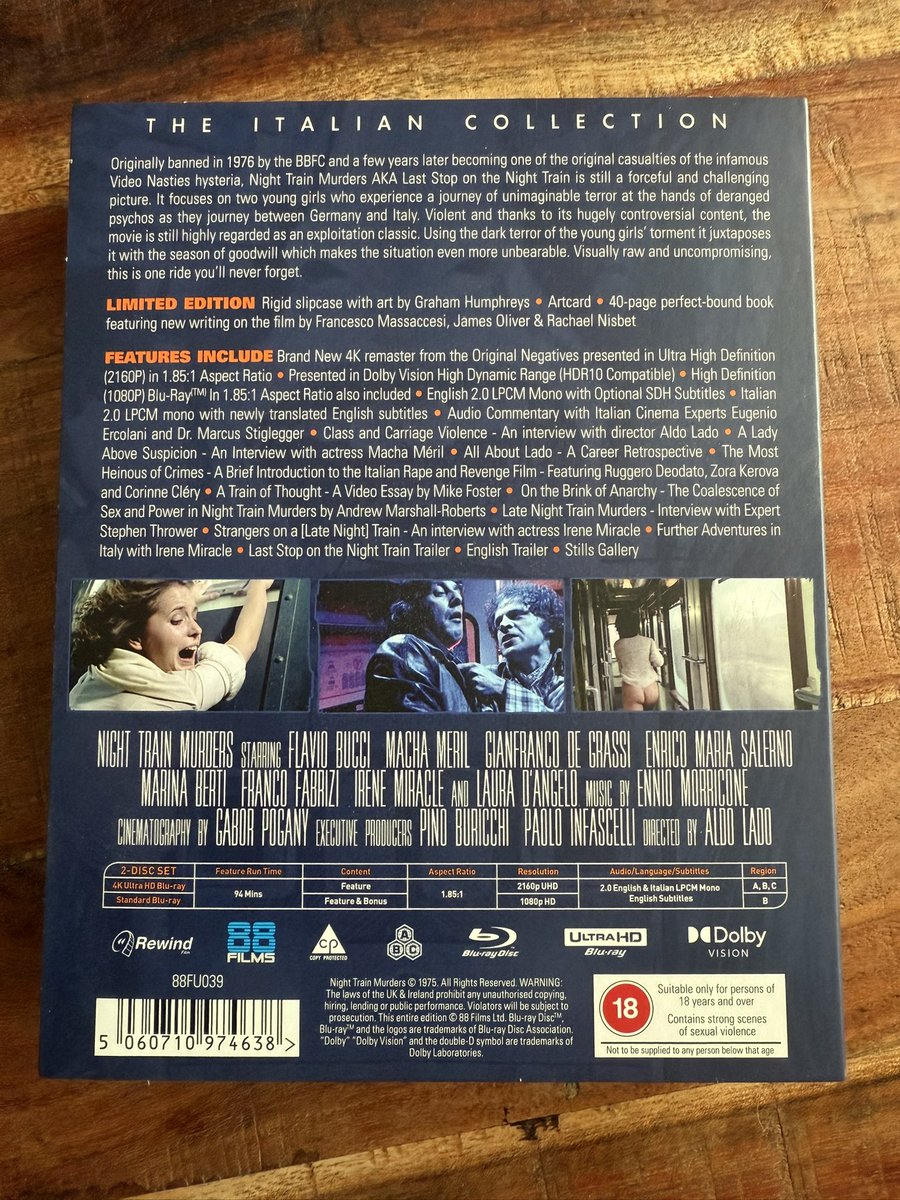 RobertS_1975's tweet photo. 📦📦📦📦 new stuff 📦📦📦📦
Night Train Murders 4K Limited Edition
@88_Films
#italiancollection #bluray #4k #ultrahd #boxset #limited #psychos #train #movie #moviecollection https://t.co/Orql7UUuBN