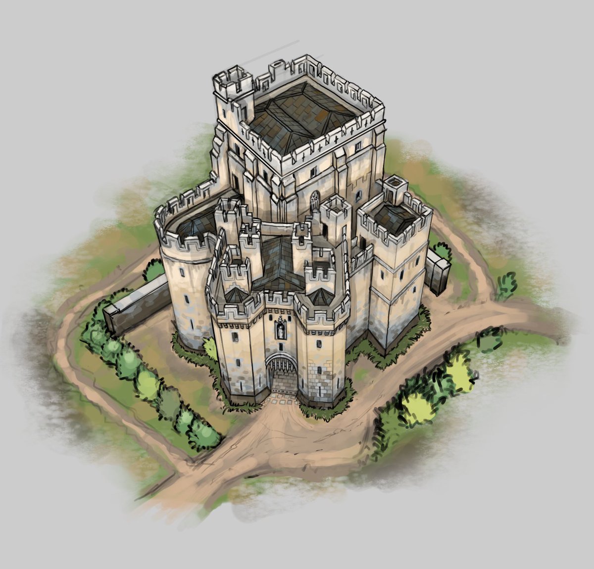 LordGood_'s tweet image. I got the greenlight to post some of the structural concepts I made for Age of Empires 4's Knights of Cross and Rose DLC
Here are the concepts for the king's college and Lancaster castle landmarks, a relatively simple condensation of well preserved real world buildings