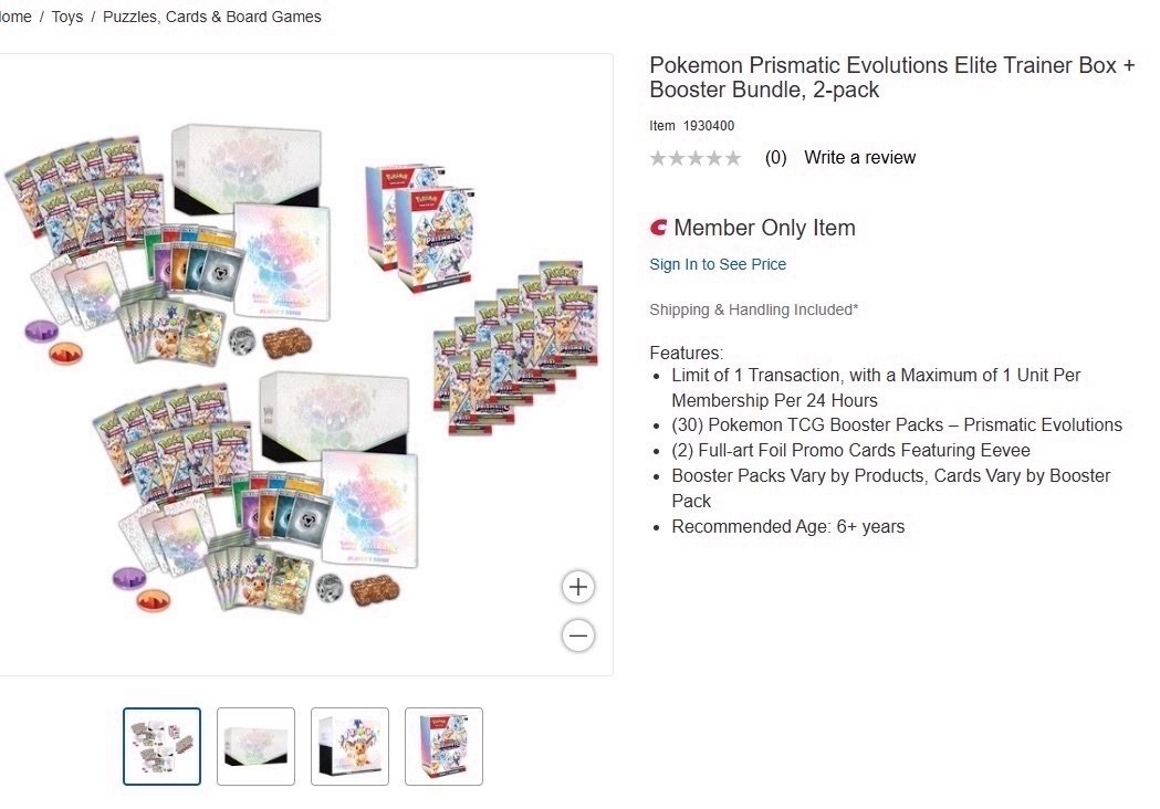 PokemonFindr's tweet image. Prismatic Evolutions Elite Trainer Box and Booster Bundle pack dropping on Costco soon! 

Follow our Twitter or join our Discord to get notified as soon as they drop! Link in bio
#Pokemon #PokemonTCG