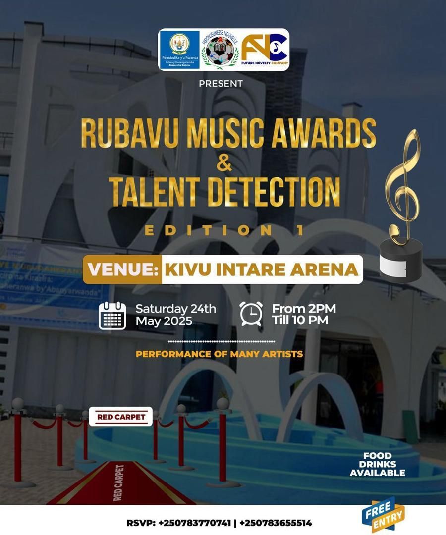 Rubyiruko rwa <a href="/RubavuDistrict/">Rubavu District</a> no mu nkengero zayo ejo nta Kuhaburaaaaa. 
Muzaze Dushyigikire abahanzi bacu ndetse tunataramaneeee.
Ni kuri KiVU INTARE ARENA.

#DushyigikireAbahanziBacu
<a href="/RwandaYouthArts/">Ministry of Youth and Arts | Rwanda</a> <a href="/visionjeunesse2/">Vision Jeunesse Nouvelle</a>