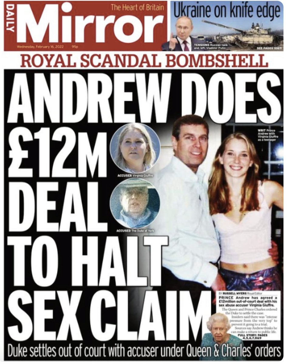 #NotMyKing (@nokingcharlie) on Twitter photo It would be wrong to conclude that, like the rest of us, the Royals did not know the impact on the family business of paying off the woman Andrew never met 
What they also knew, and we still do not, was the impact on the gravy train if they did not pay her off. 
#princeandrew It would be wrong to conclude that, like the rest of us, the Royals did not know the impact on the family business of paying off the woman Andrew never met 
What they also knew, and we still do not, was the impact on the gravy train if they did not pay her off. 
#princeandrew