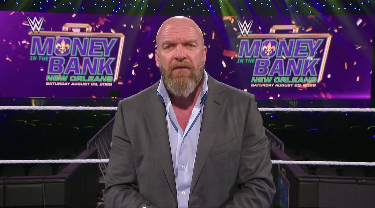 VoxCatch's tweet image. Triple H annonce la tenue de WWE Money in the Bank 2026 à La Nouvelle-Orléans le 29 aout 2026.
Pour rappel, la Nouvelle-Orléans devait accueillir WrestleMania 42.