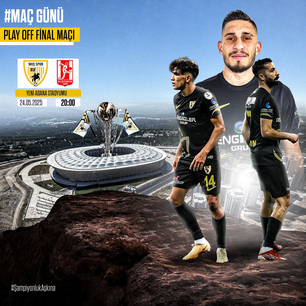 musspor's tweet photo. #HEDEFŞAMPİYONLUK
MAÇ GÜNÜ💛🤍
🏆TFF 3.Lig Play-Off  FİNAL
🆚Balıkesirspor
🗓️24 MAYIS CUMARTESİ
⏰20:00
🏟️YENİ ADANA STADYUMU
📺HT SPOR TV https://t.co/EoxwQXUsWP