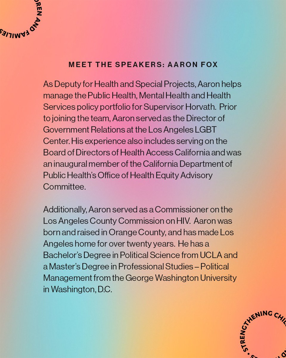 UCLA Pritzker Center (@uclapritzker) on Twitter photo We’re excited to introduce Aaron Fox from the Office of Supervisor <a href="/LindseyPHorvath/">Lindsey P. Horvath</a> as one of our amazing speakers for our Pride Talk, "Strengthening Support Networks for LGBTQ+ Youth" on June 5. Swipe to learn more about Aaron! We’re excited to introduce Aaron Fox from the Office of Supervisor <a href="/LindseyPHorvath/">Lindsey P. Horvath</a> as one of our amazing speakers for our Pride Talk, "Strengthening Support Networks for LGBTQ+ Youth" on June 5. Swipe to learn more about Aaron!