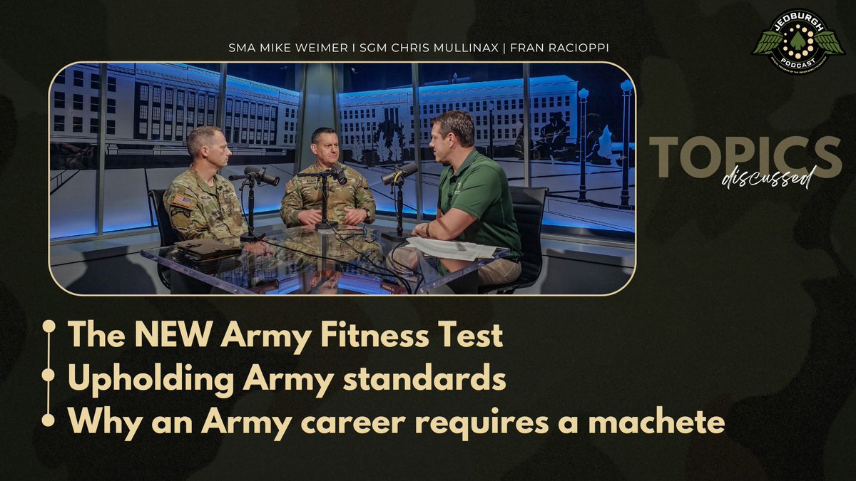 The Army Fitness Test is live. SMA Mike Weimer and SGM Christopher Mullinax share the details on the new test, upholding standards and why service requires a machete! 

Episode 166: linktr.ee/franracioppi

#leadership #fitness #usarmy #standards