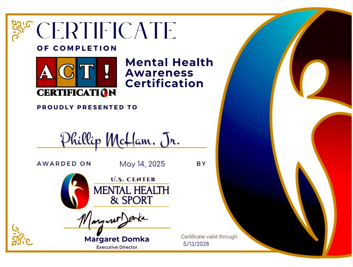 I encourage all educators to look into this great program! The USC-MHS ACT! Certification is a great program designed to increase awareness, signs &amp; symptoms of a mental health crisis, and what pathways are available for support! Thank you <a href="/SCHSL/">SCHSL</a> for this opportunity!