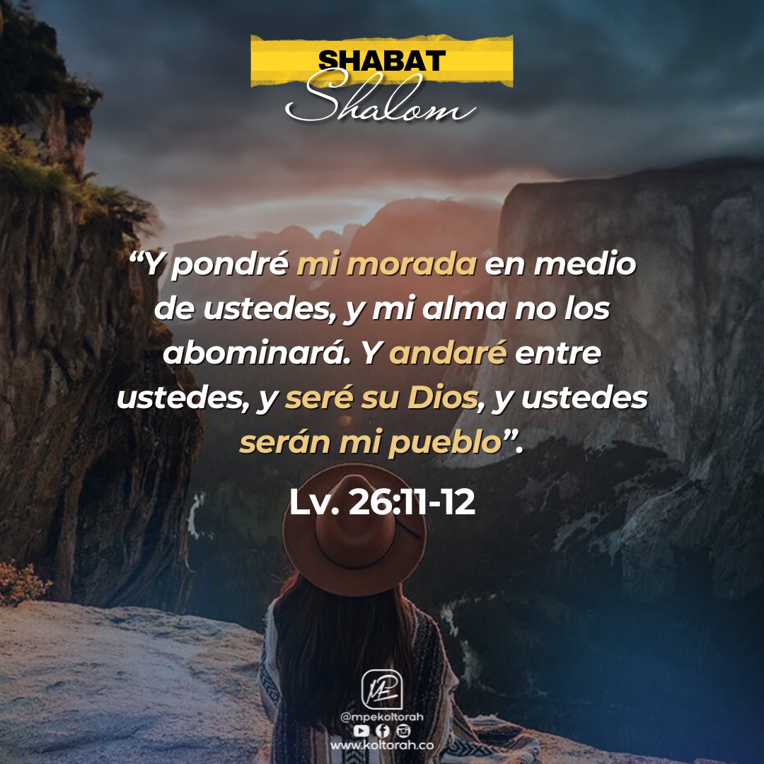 koltorahco's tweet photo. El Eterno ha prometido habitar entre nosotros, caminar a nuestro lado y llamarnos Su pueblo. No estás solo. Su Presencia es tu fuerza, y Su cercanía, tu consuelo. Que tu fe sea renovada y tu alma encuentre descanso en Su Presencia.

¡Shabat Shalom!
🕯🕯🥖🥖😇🍷 https://t.co/Vgt26SPhMK