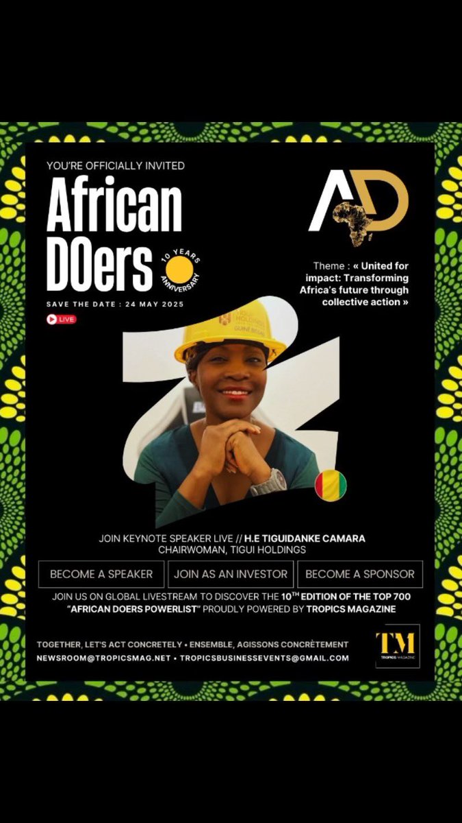 I am honored to be nominated amongst TROPICS MAGAZINE’s Laureate of the 10th annual African DOers Powerlist 2025, recognizing the 700 most influential and impactful personalities across Africa and its diaspora.

#AfricanDOers #TropicsMagazine
#AfricanDOersPowerlist
