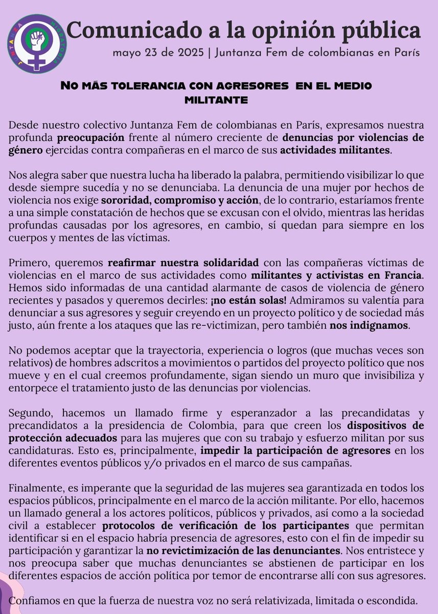 JulianaBravo22's tweet image. Avanzar como país implica una ética y una posición firme contra toda forma de violencia. No podemos permitir que personas maltratadoras y violentas sigan ocupando cargos en la política o espacios en la militancia.@gener_usuga
 existen serias denuncias de maltrato a su compañera.