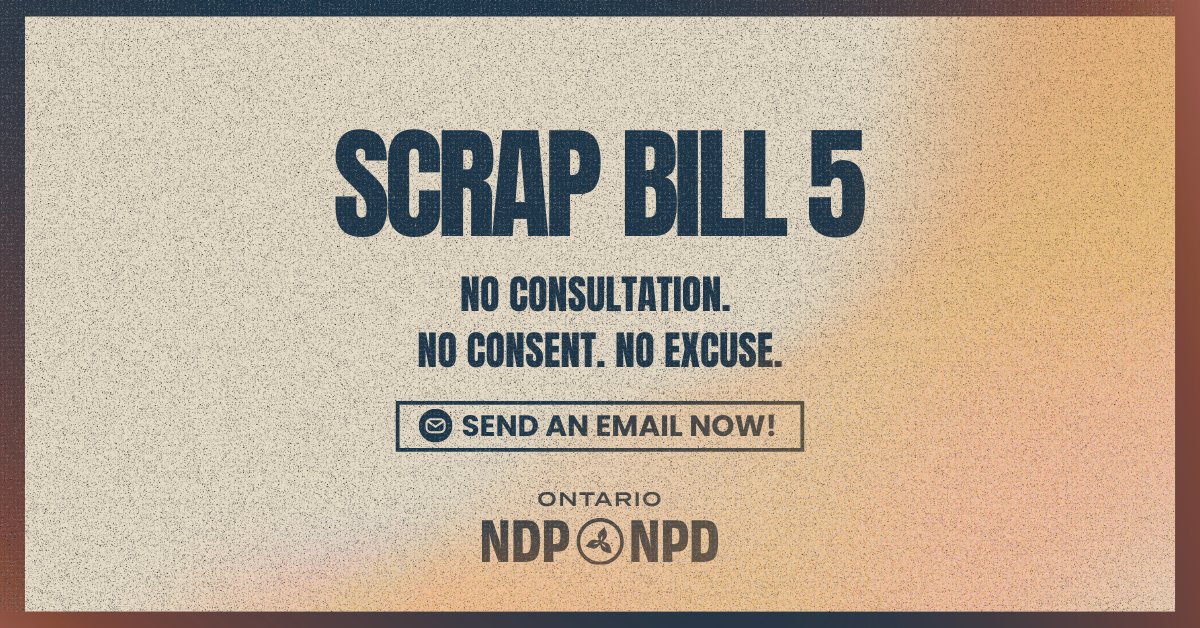 I'm currently getting more emails and phone calls from constituents about #Bill5 than any other issue. They're angry &amp; concerned about the threat to our environment &amp; democracy in the province. Bill 5 will erode govt accountability &amp; transparency. #onpoli win.newmode.net/ontarionewdemo…