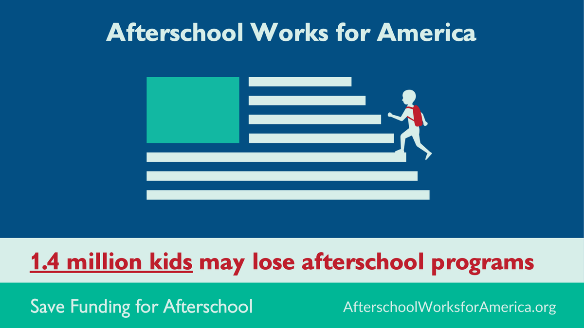 Afterschool Alliance (@afterschool4all) on Twitter photo 1.4 million children across the United States at risk of losing their afterschool programs. Our new site AfterschoolWorksforAmerica.org has the tools you need to make case to protect federal funding for afterschool. đź’Ş 
afterschoolalliance.org/afterschoolsna… #AfterschoolWorks 1.4 million children across the United States at risk of losing their afterschool programs. Our new site AfterschoolWorksforAmerica.org has the tools you need to make case to protect federal funding for afterschool. 💪 
afterschoolalliance.org/afterschoolsna… #AfterschoolWorks