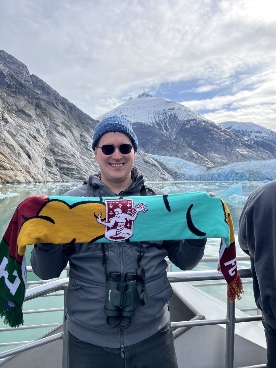 Alaska is Rouge and Gold (and green and white)! At Dawes glacier <a href="/DetroitCityFC/">Detroit City FC</a> <a href="/EasternMichU/">Eastern Michigan</a>