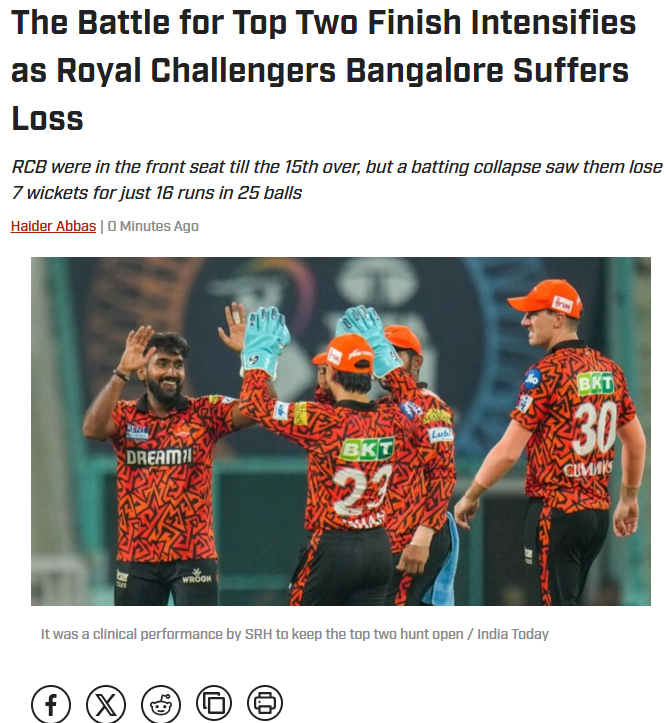 CricketPulseUSA's tweet photo. IPL Playoff Race Heats Up as RCB Crumbles Under Pressure

For further details, read the full article here: https://t.co/awo5DG6pLj

#IPL #RCB #Collapse #Playoffs #Momentum #cricketpulseusa https://t.co/qwyPcTj8S8